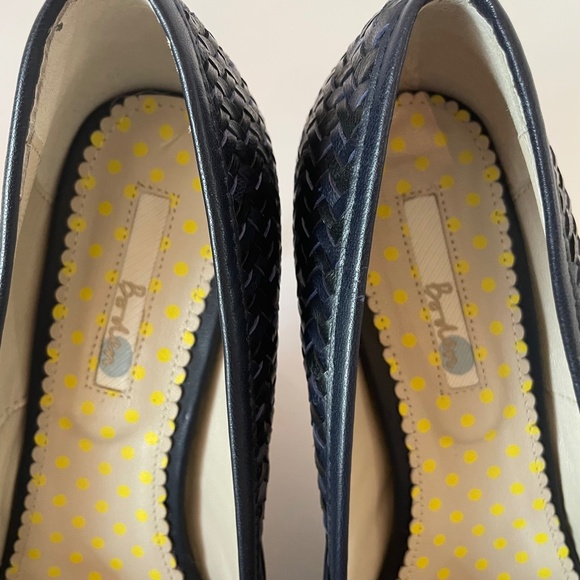 Boden Woven Leather Milan Court Shoe 9.5/41 Black/Navy - Picture 7 of 14